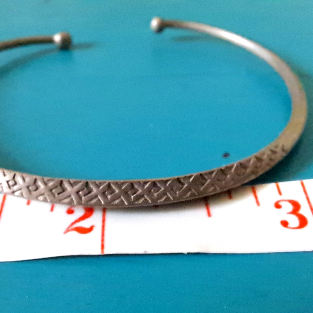 Silver color carved bracelet, Tuareg inspired